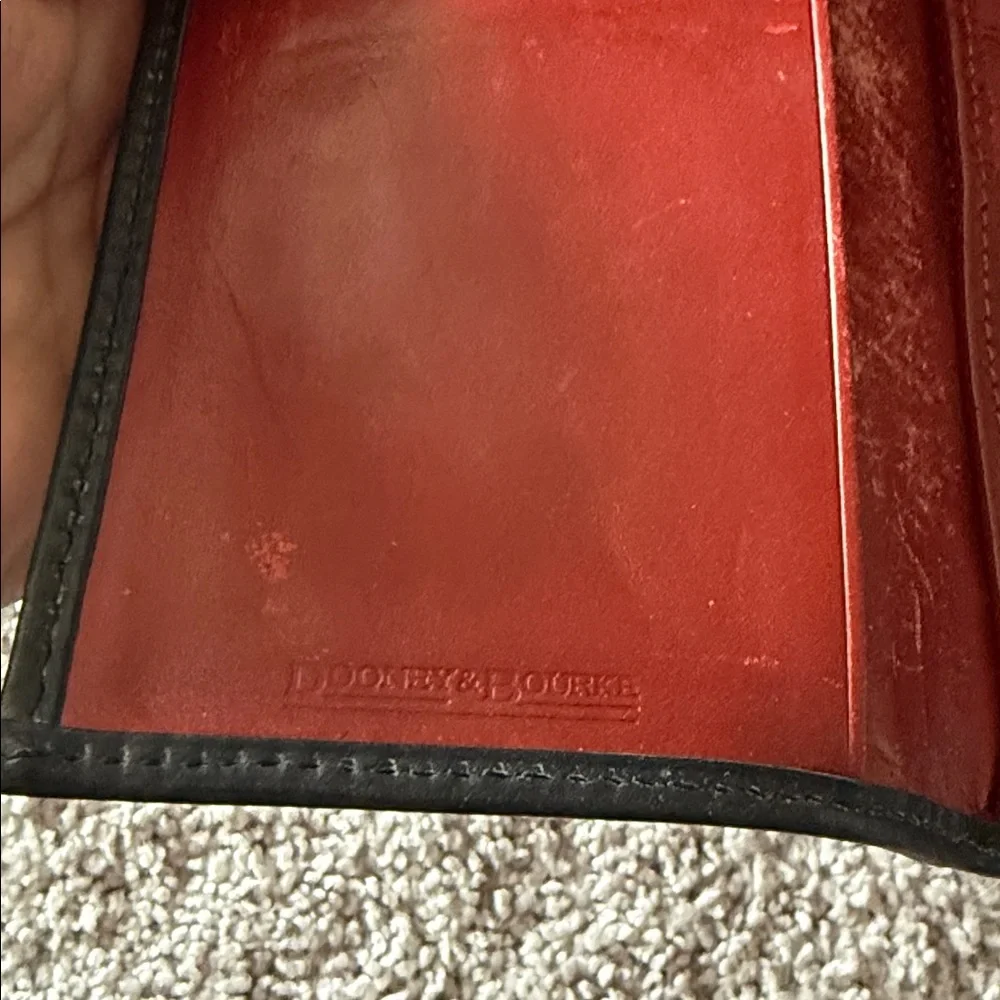 Dooney & Bourke Red Plaid Tartan Trifold Wallet with Leather Trim - Picture 8 of 11